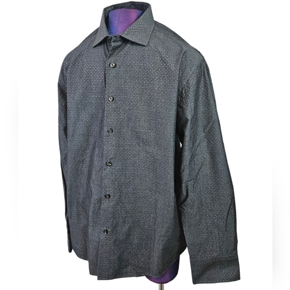 Tallia Textured Iradcent Polka Dot Button Down Shirt Size 16.5 Men's‎ - Picture 1 of 10